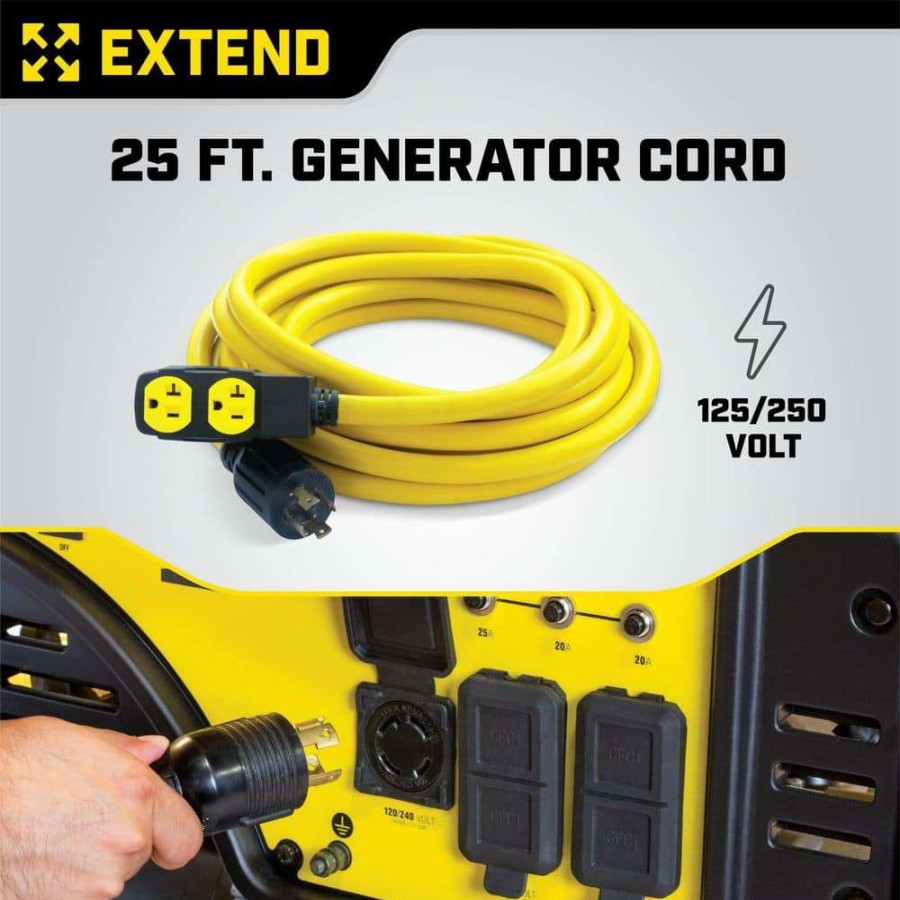 Generator Parts * | Champion Power Equipment 25 Ft. Nema L14-30P To 4X 5-20R Generator Cord In Yellow