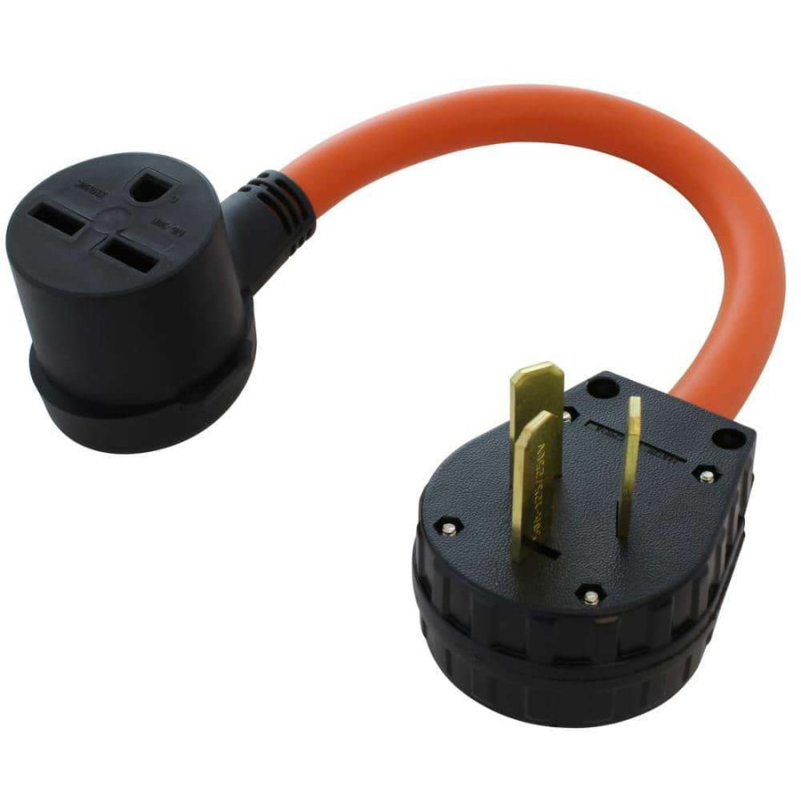 Extension Cord Accessories * | Ac Works 1.5 Ft. 10-50P 3-Prong Older Range/Welder/Dryer Plug To 6-30R 3-Prong 30 Amp 250-Volt Hvac Female Adapter