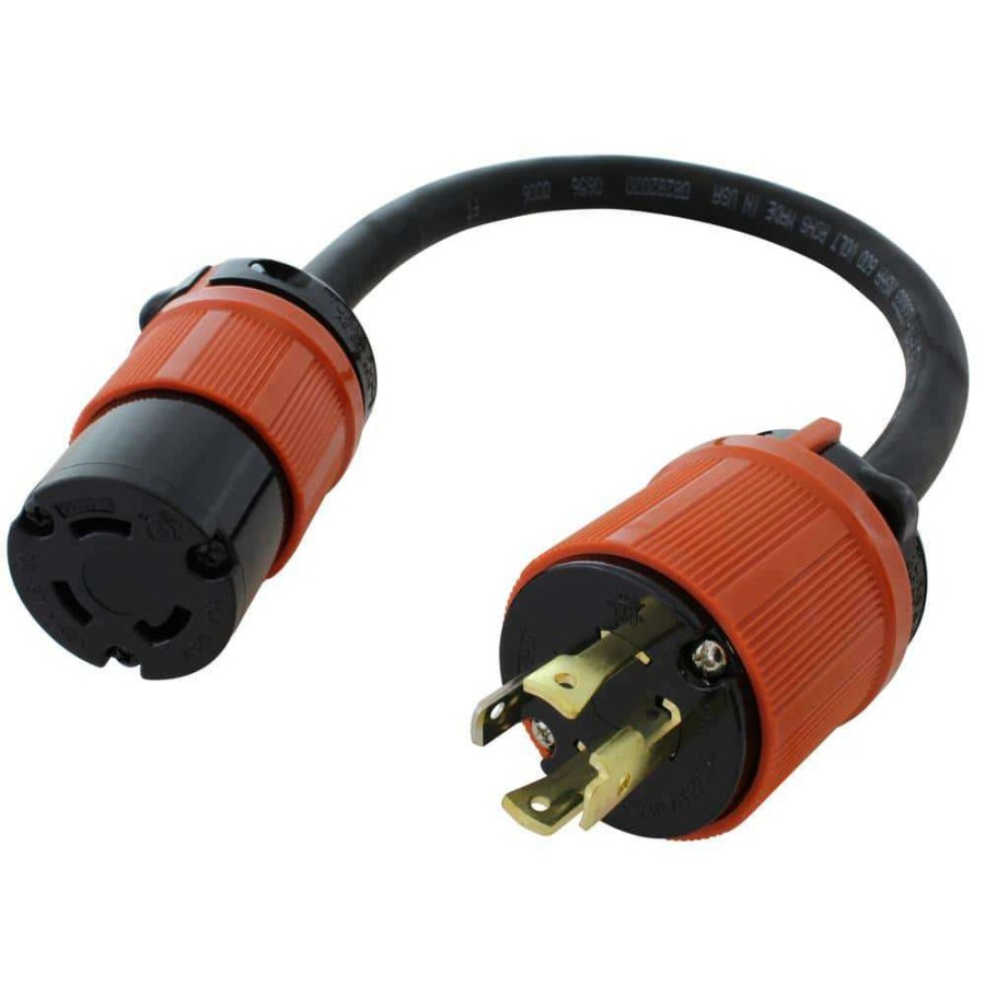 Extension Cord Accessories * | Ac Works 1.5 Ft. L14-30P 4-Prong 30A Locking Plug To L5-30R 30A 125-Volt 3-Prong Connector