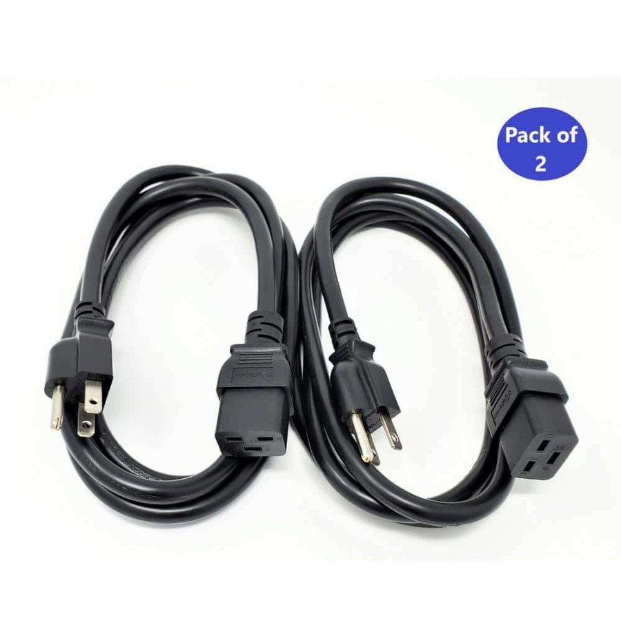 Appliance Extension Cords * | Micro Connectors, Inc 6 Ft. C19 To Nema 5-15P Ac Power Cord In 14Awg/3 Conductors-Black (2 Per Box)