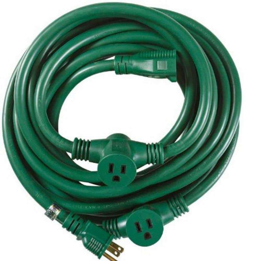 General Purpose Cords * | Woods 25 Ft. 14/3 Multi-Outlet (3) Garden Outdoor Medium-Duty Extension Cord, Green