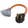 Extension Cord Accessories * | Ac Works 1.5 Ft. 30 Amp 4-Prong Dryer Plug To (3) Nema 6-15/20 Tri-Outlets With Power Indicators