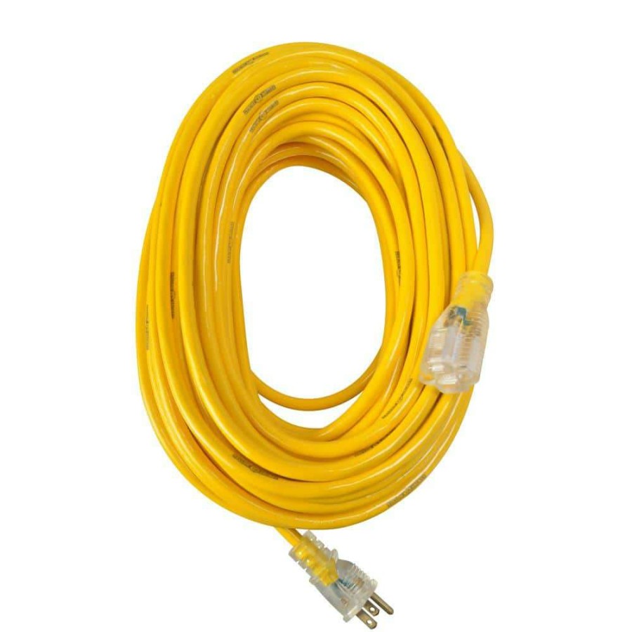 General Purpose Cords * | Yellow Jacket 100 Ft. 12/3-Gauge Sjtw Premium Outdoor Heavy-Duty Extension Cord With Power Light Plug