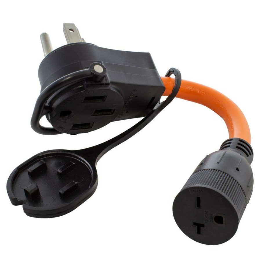 Extension Cord Accessories * | Ac Works 1 Ft. 50 Amp 14-50 Piggy-Back Plug With 6-20R Connector Adapter Cord