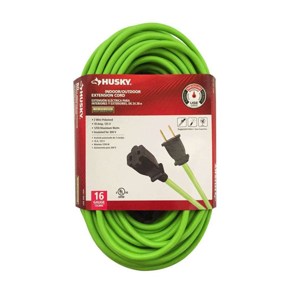 General Purpose Cords * | Husky 25 Ft. 16/2-Gauge Green Extension Cord