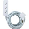 General Purpose Cords * | Ge 10 Ft. 16/3 Designer 3-Outlet Extension Cord With Low-Profile Flat Plug, White