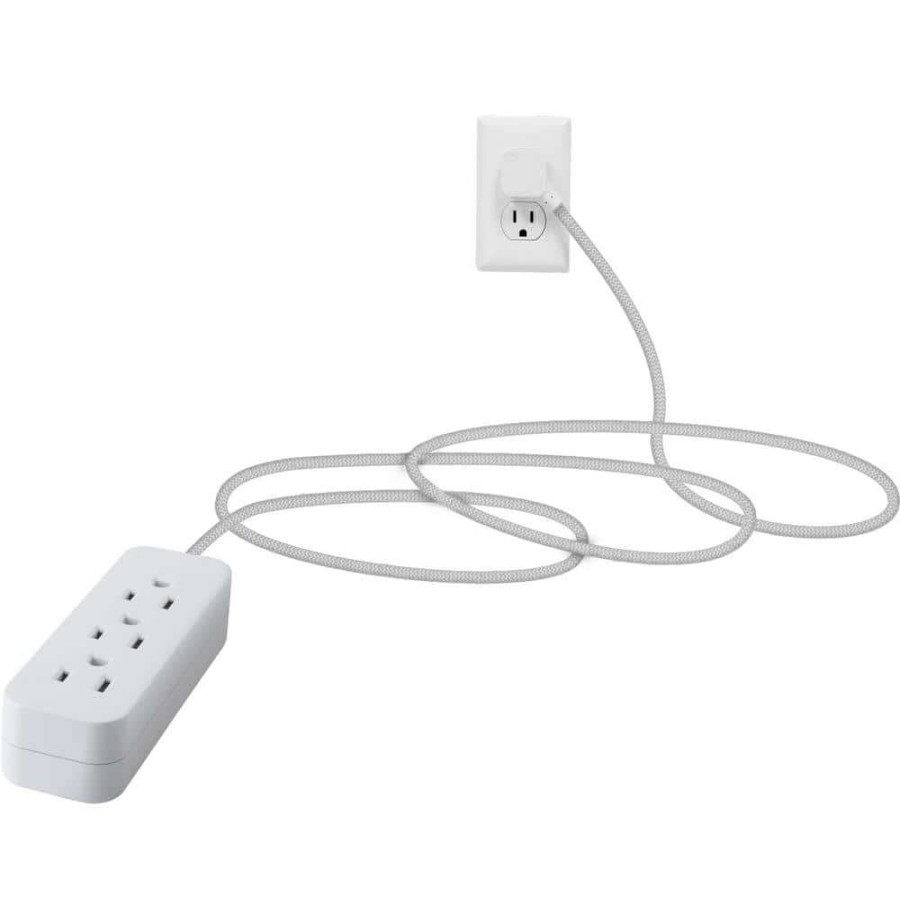 General Purpose Cords * | Ge 10 Ft. 16/3 Designer 3-Outlet Extension Cord With Low-Profile Flat Plug, White