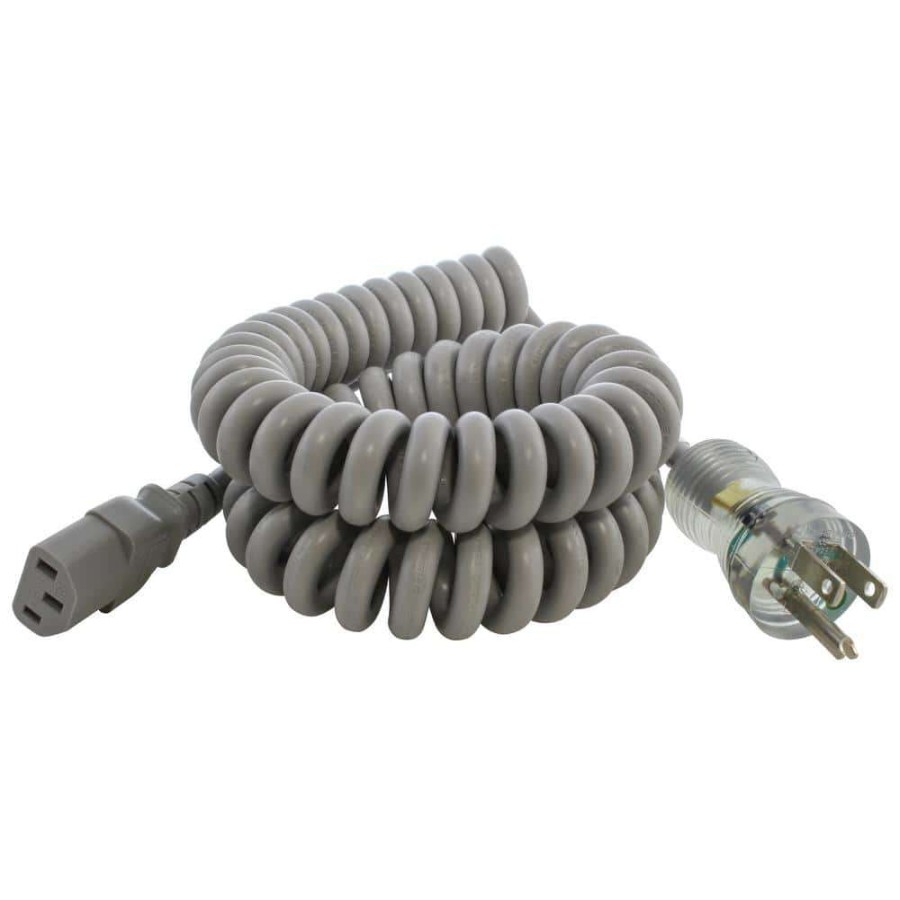 Extension Cord Accessories * | Ac Works Up To 6.5 Ft. 10 Amp 18/3 Coiled Medical Grade Power Cord With C13 Connector