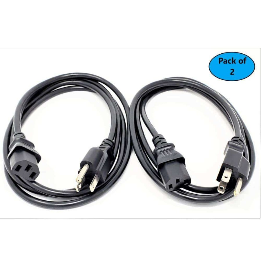 Appliance Extension Cords * | Micro Connectors, Inc 3 Ft. 18Awg/3-Conductors Black Universal Ac Power Cord (Nema 5-15P To C13) (2-Pack)