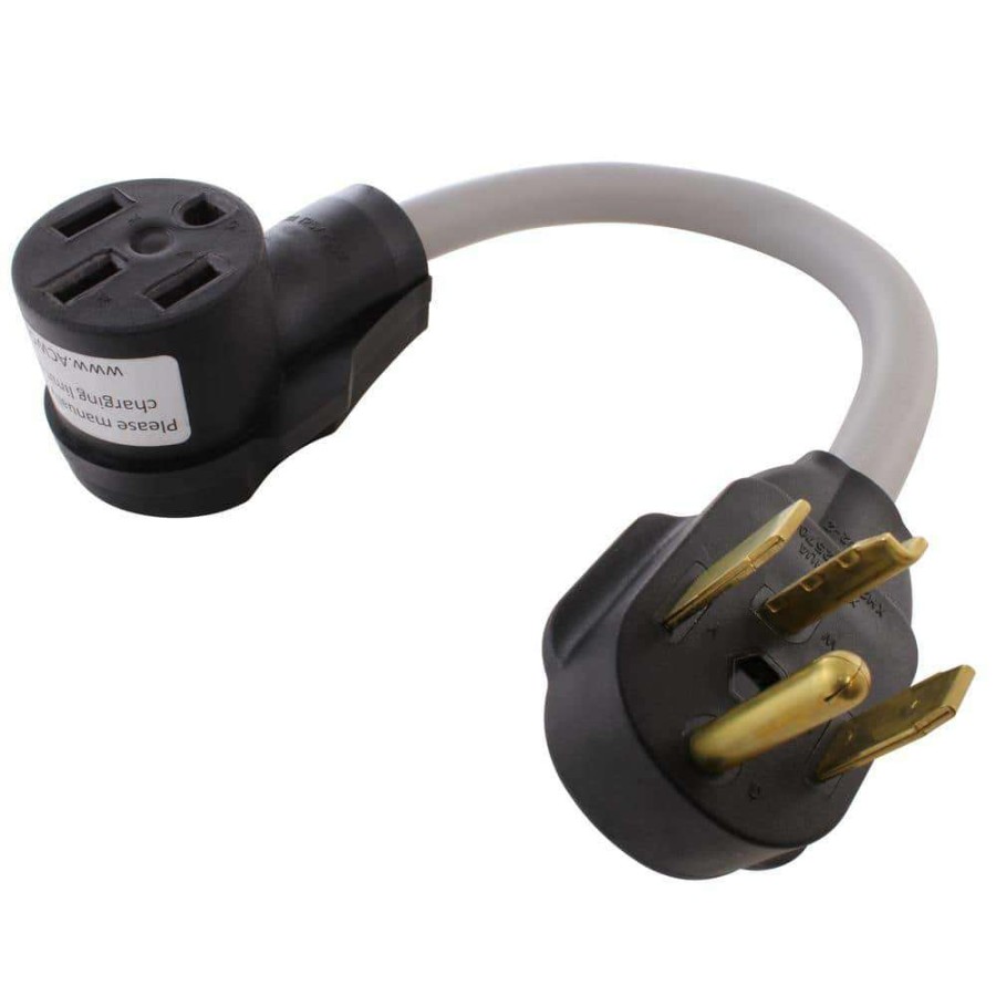 Extension Cord Accessories * | Ac Works 1.5 Ft. 30 Amp 4-Prong Dryer Plug Nema 14-30P To Nema 14-50R 50A 125/250-Volt Rv/Range/Ev Female Connector