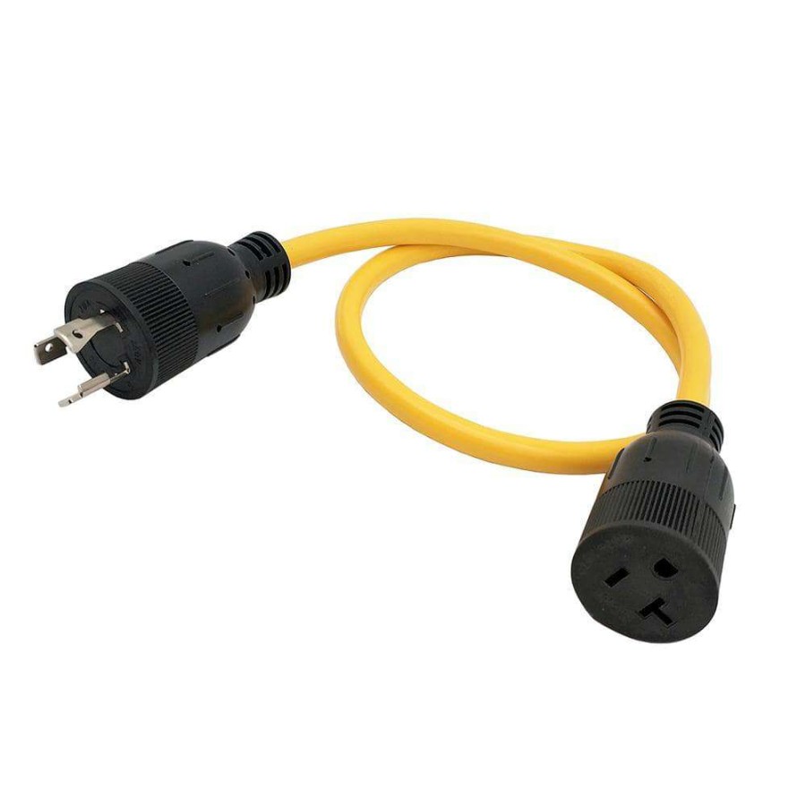 Appliance Extension Cords * | Parkworld 3 Ft. 12/3 3-Wire 20 Amp 3-Prong Locking Plug Nema L6-20P To 15 Amp 125-Volt 5-20R(T-Blade 5-15R) Adapter Cord