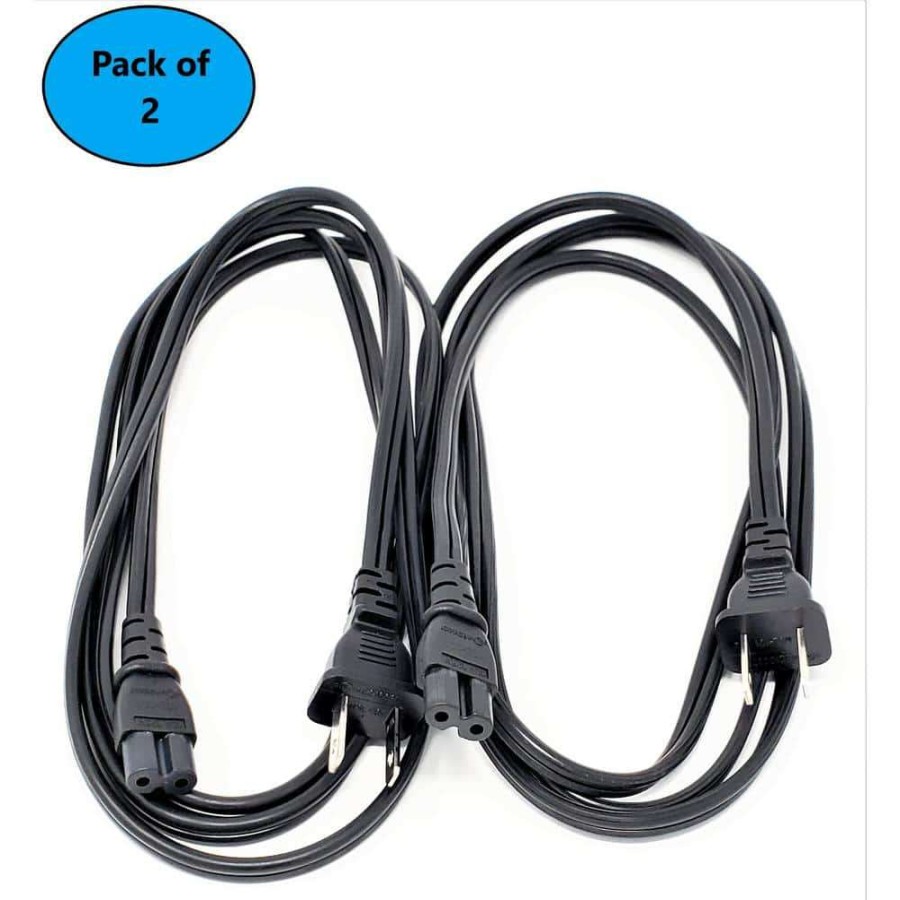 Appliance Extension Cords * | Micro Connectors, Inc 6 Ft. 18Awg 2-Prong Notebook/Tv/ Power Cord, Ul Approved (2 Per Box)