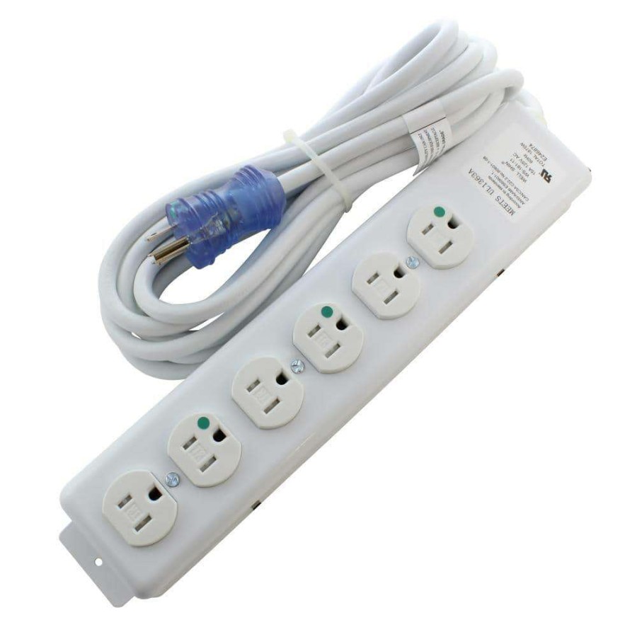 Extension Cord Accessories * | Ac Works 6 Ft. 15 Amp 14/3 Medical/Hospital Grade Power Strip With 6-Outlets