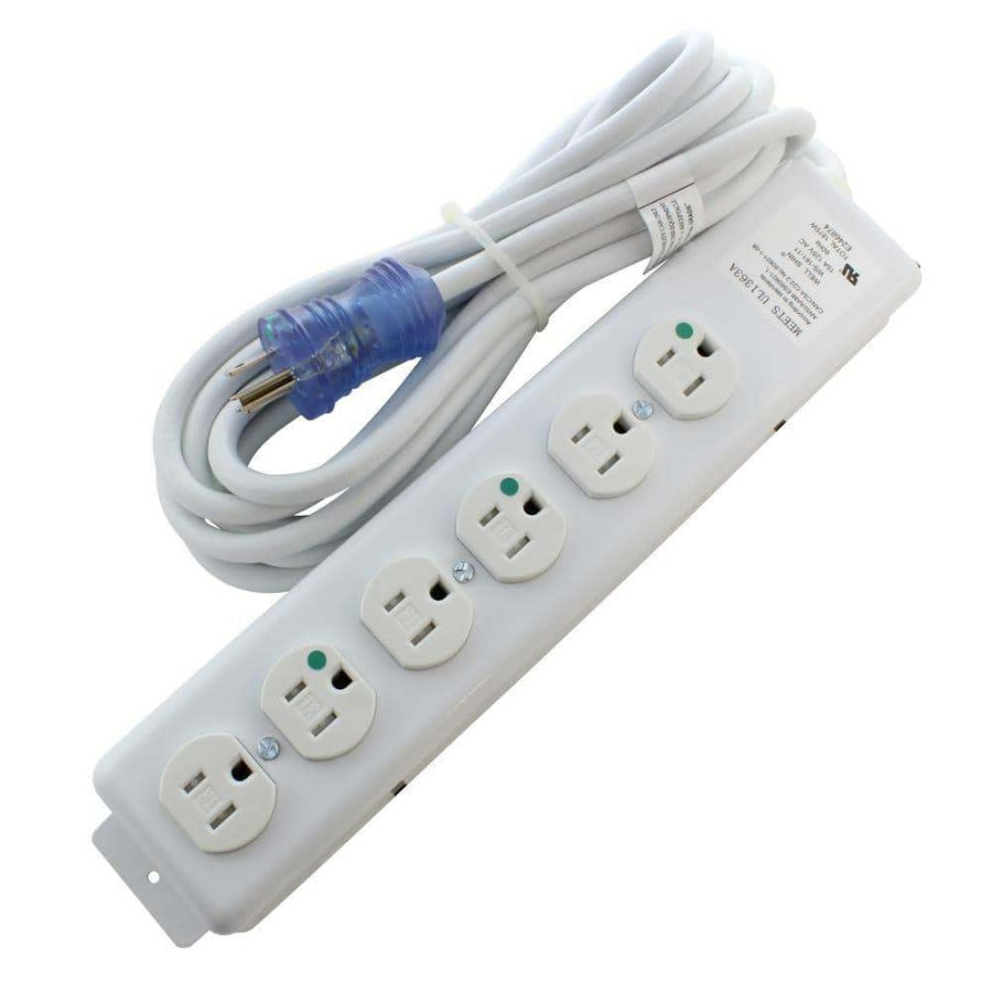 Extension Cord Accessories * | Ac Works 15 Ft. 15 A 14/3 Medical/Hospital Grade Power Strip With 6 Outlets