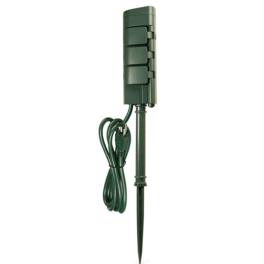 Extension Cord Accessories * | Feit Electric 6 Ft. Cord 15-Amp 6-Outlet Alexa / Google Assistant Compatible Smart Wi-Fi Outdoor Power Yard Stake, Green (12-Pack)