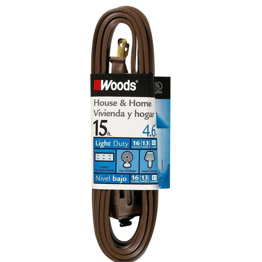 General Purpose Cords * | Woods 15 Ft. 16/2 Spt-2 Multi-Outlet (3) Indoor Light-Duty Extension Cord With Safety Covered Cube Power Tap