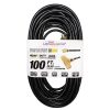 General Purpose Cords * | Lifesupplyusa 100 Ft. 12/3 Sjtw 3-Outlet 15 Amp 125-Volt 1875-Watt Indoor/Outdoor Black Heavy-Duty Tri-Source Extension Cord