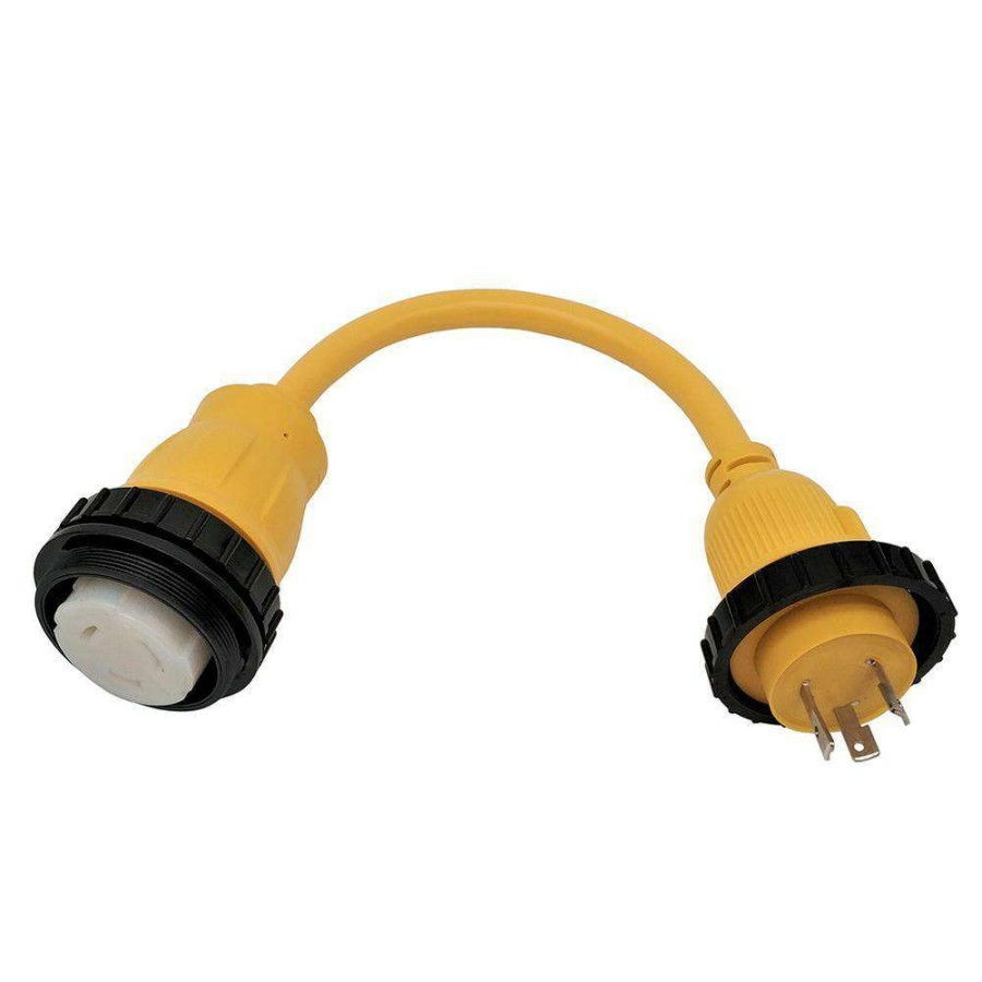 Rv & Marine Cords * | Parkworld 1.5 Ft. 10/3 Rv/Marine 30 Amp 125-Volt Locking L5-30P Plug To 50 Amp Marine Shore Power Ss1-50R Adapter Cord In Yellow