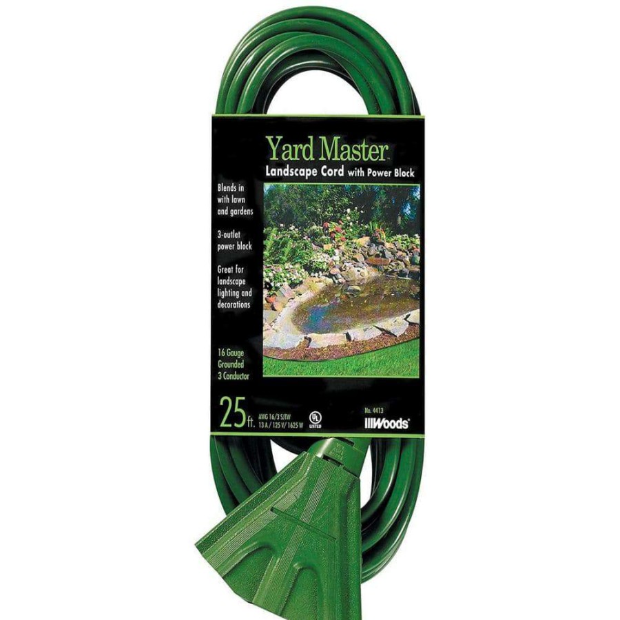 General Purpose Cords * | Woods 25 Ft. 16/3 Sjtw Tri-Source (Multi-Outlet) Yard Master Outdoor Extension Cord