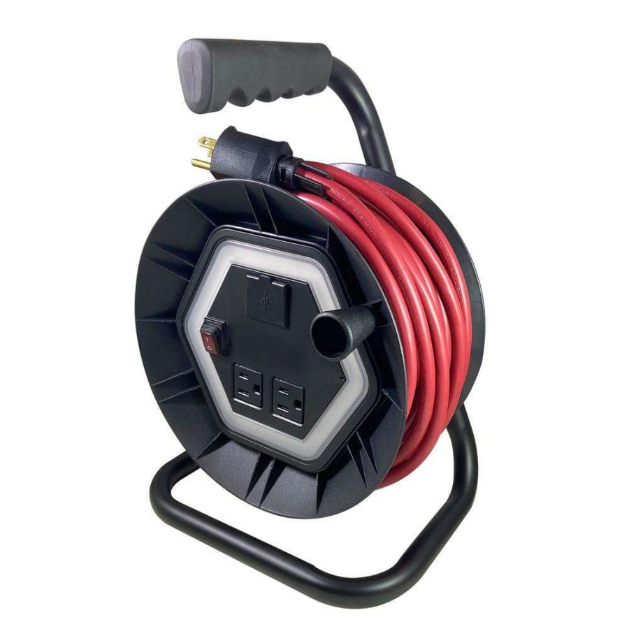 Extension Cord Reels * | Usw 50 Ft. Cord Reel With 550 Lm Led Light