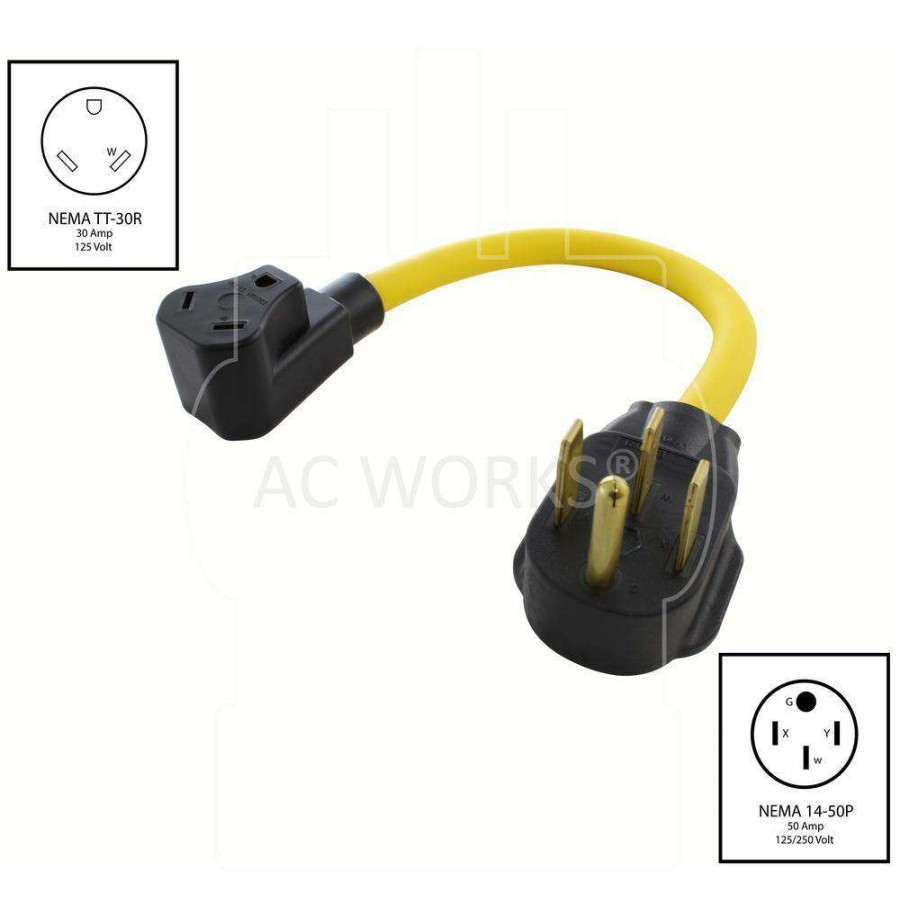 Rv & Marine Cords * | Ac Works 1.5 Ft. 14-50P Rv/Generator/Range Plug To 30 Amp Rv Adapter